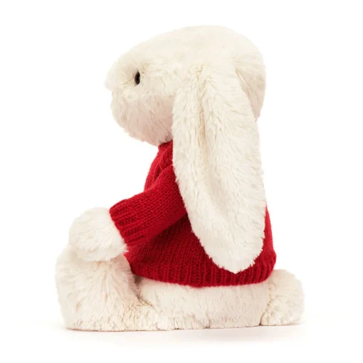 Bashful Cream Bunny with Personalised Red Jumper<Jellycat New