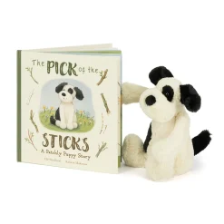 The Pick of the Sticks Book and Bashful Black & Cream Puppy Medium<Jellycat Hot