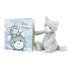 When I Wonder Book and Bashful Grey Kitty Medium<Jellycat Best