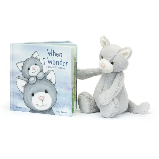 When I Wonder Book and Bashful Grey Kitty Medium<Jellycat Best